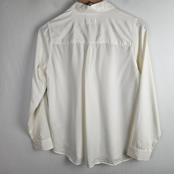 Marine Layer Cheyenne Tencel Relaxed Utility Shirt S Soft White Long Sleeve - Picture 7 of 9